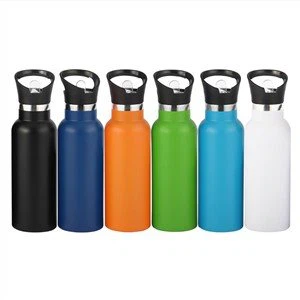 Vatnsflaska úr ryðfríu stáli með strái